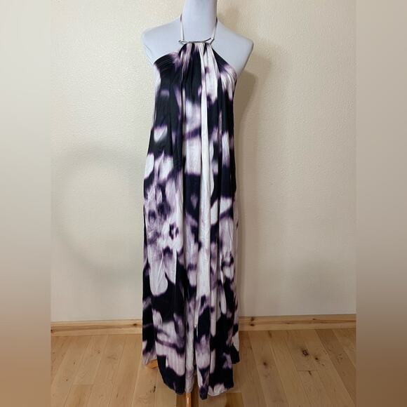 KAUFMANFRANCO Purple Tie Dye Flowy Halter Maxi Dress SMALL - Picture 1 of 10